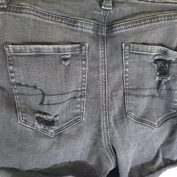 American Eagle Jean Shorts Womens 4 Curvy Super Hi Rise Shortie Denim Button Fly - Picture 8 of 9